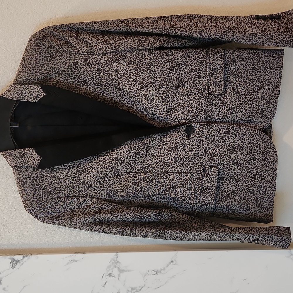 The Kooples Gray Leopard Blazer And Pant Set, Size 2 - Picture 2 of 14